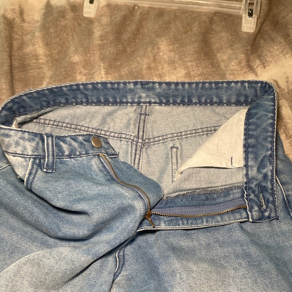 Wide Leg Distressed Ripped High Waist Denim Jeans - Picture 7 of 10